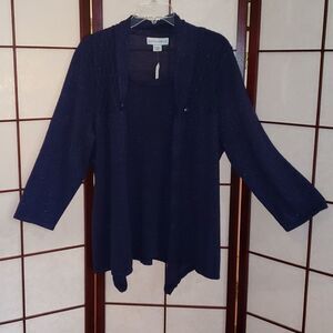 Sag Harbor 2-in-1 Royal Blue Glitter Top/Cardigan Sweater